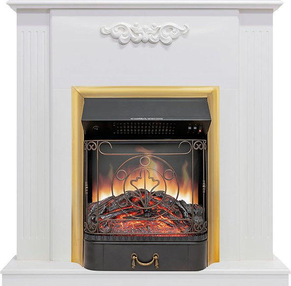 Каминокомплект Capri - Белое дерево делюкс с очагом Majestic FX Brass в Перми