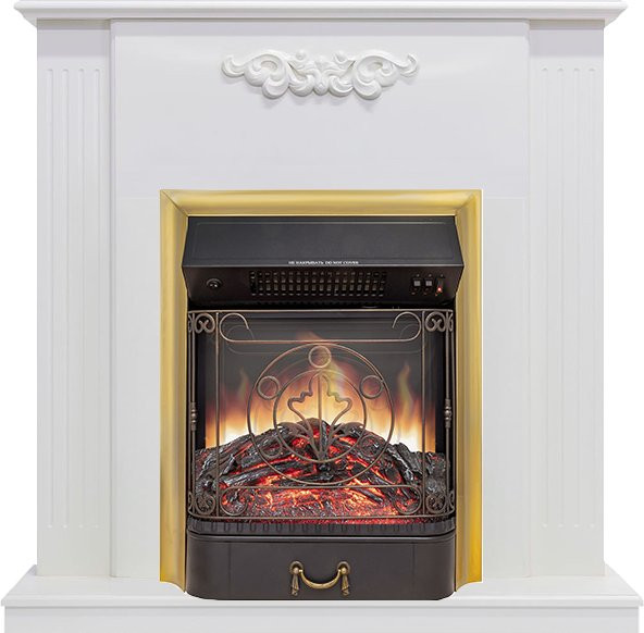 Каминокомплект Capri - Белое дерево делюкс с очагом Majestic FX M Brass в Перми