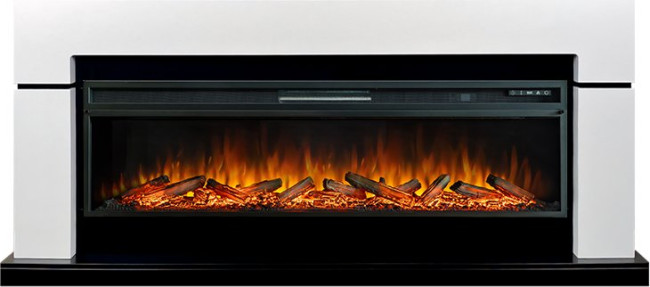 Каминокомплект Lindos 60 - Белый с черным с очагом Vision 60 LOG LED в Перми