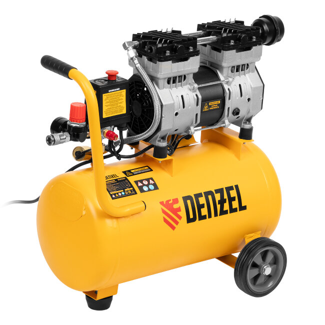 Компрессор DLS950/24 безмаслянный малошумный 950 Вт, 165 л/мин, ресивер 24 л Denzel в Перми