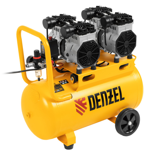 Компрессор безмасляный, малошумный DLS 2200/50, 2200 Вт, 2x1100, 50 л, 380 л/мин Denzel в Перми