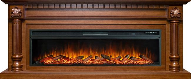 Каминокомплект Edinburg 60 - Орех с очагом Vision 60 LOG LED в Перми