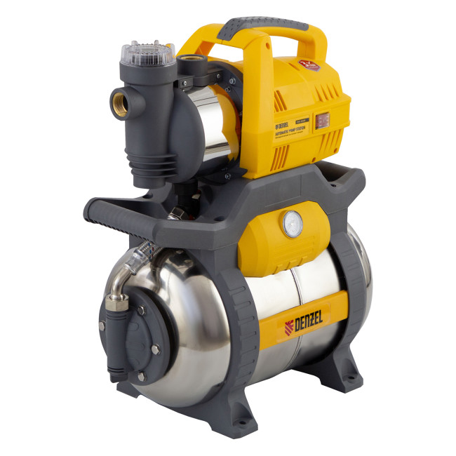 Насосная станция PSХ950X, Х-Pro, 950 Вт, 3300 л/ч, ресивер 24 л, подъем 38 м, нержавейка Denzel в Перми