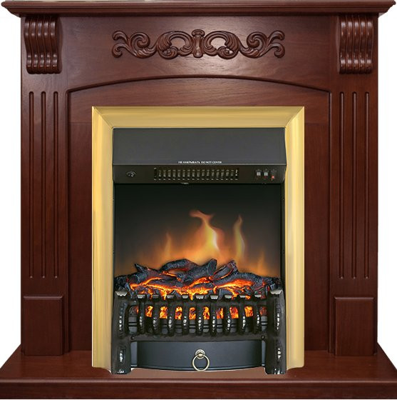 Каминокомплект Sorrento угловой - Орех с очагом Fobos FX Brass в Перми