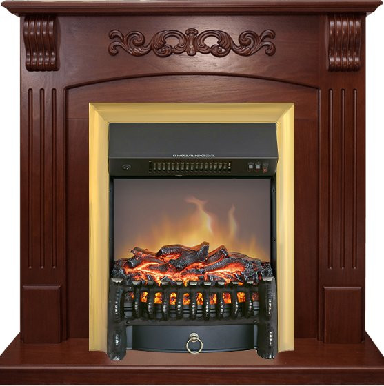 Каминокомплект Sorrento угловой - Орех с очагом Fobos FX M Brass в Перми
