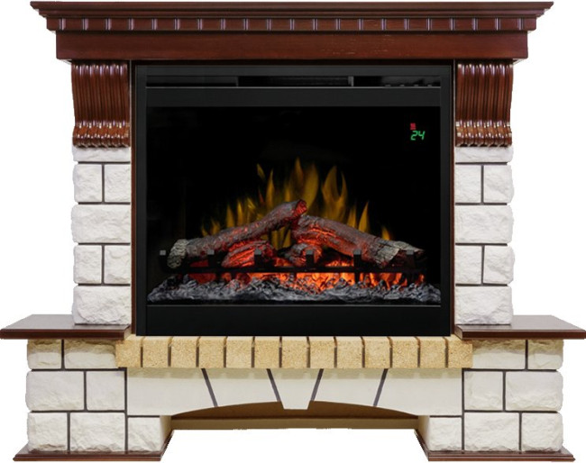 Каминокомплект Pierre Luxe - Темный дуб / Белый с очагом Symphony 26'' DF2624L-INT в Перми