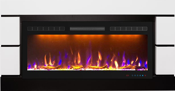 Каминокомплект Modern 42 - Белый с черным (Ширина 1395 мм) с очагом Crystal 40 RF в Перми