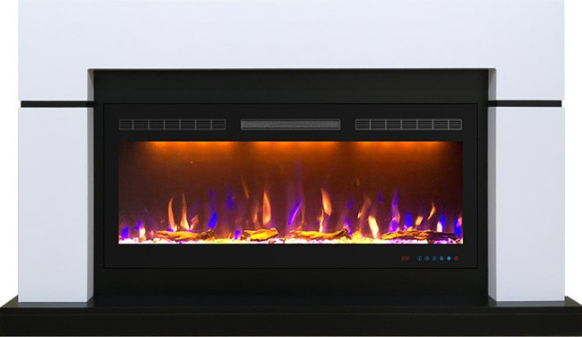 Каминокомплект Lindos - Белый с черным (Ширина 1470мм) с очагом Crystal 40 RF в Перми