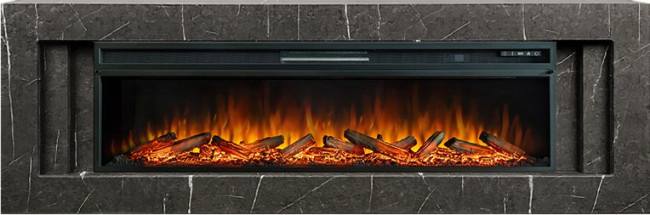 Каминокомплект Line 60 SFT Stone Touch (Разборный) - Серый мрамор с очагом Vision 60 LOG LED в Перми