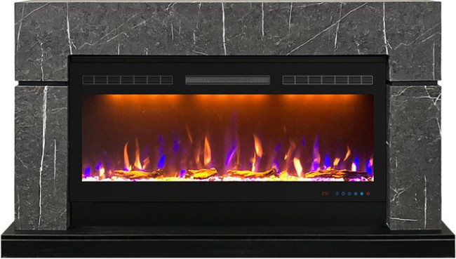 Каминокомплект Lindos 42 SFT - Серый мрамор (Ширина 1470мм) с очагом Crystal 40 RF в Перми