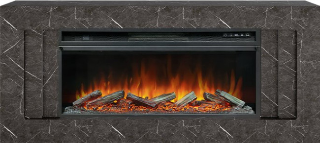 Каминокомплект Line 42 SFT Stone Touch (Разборный) - Серый мрамор с очагом Vision 42 LOG LED в Перми
